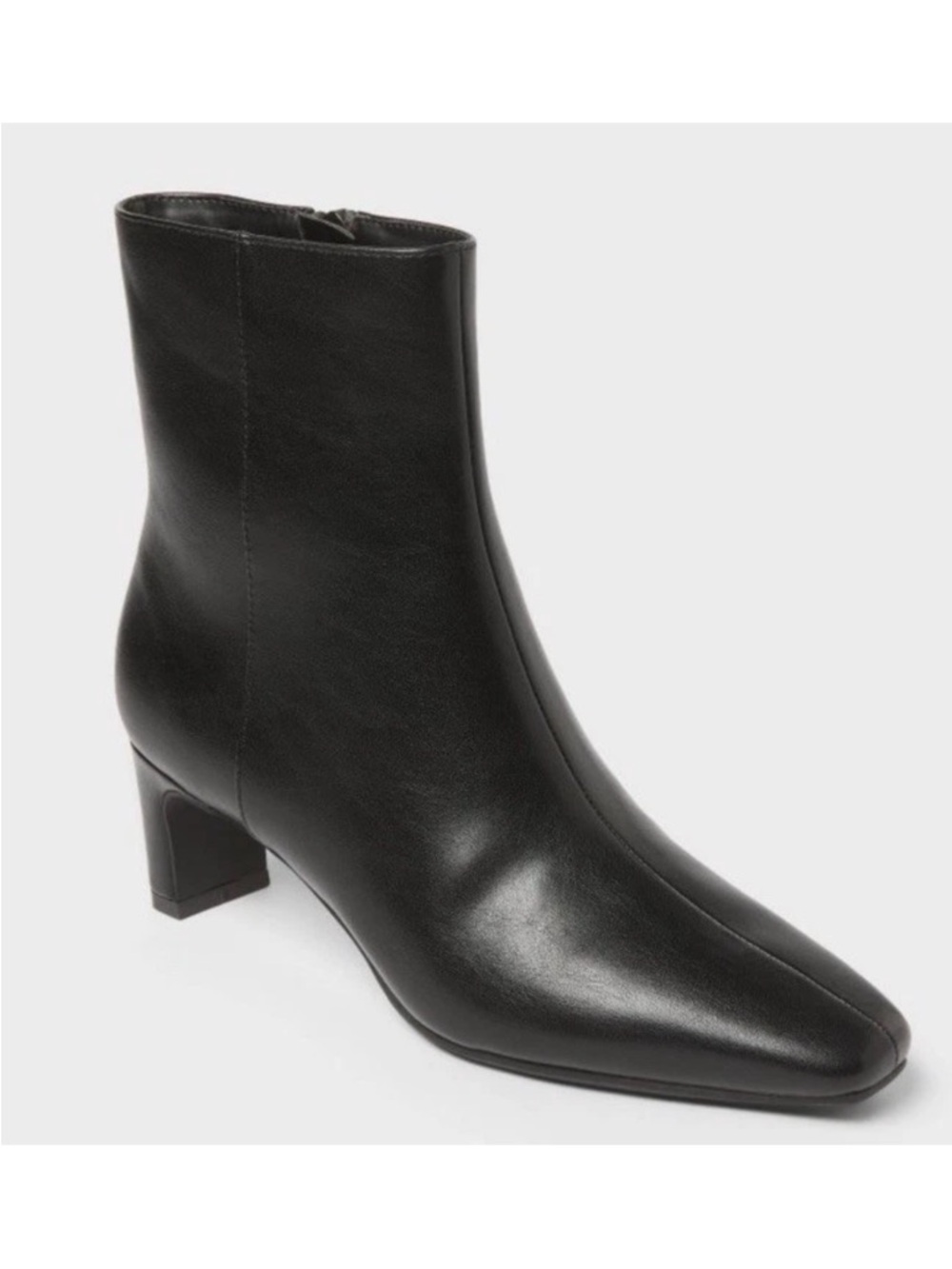 Classic Black Leather Ankle Boots - Sleek Square Toe